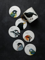 Coaster with Great Tit Illustration