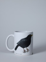 Matte Ceramic Mug with Blackbird Illustration